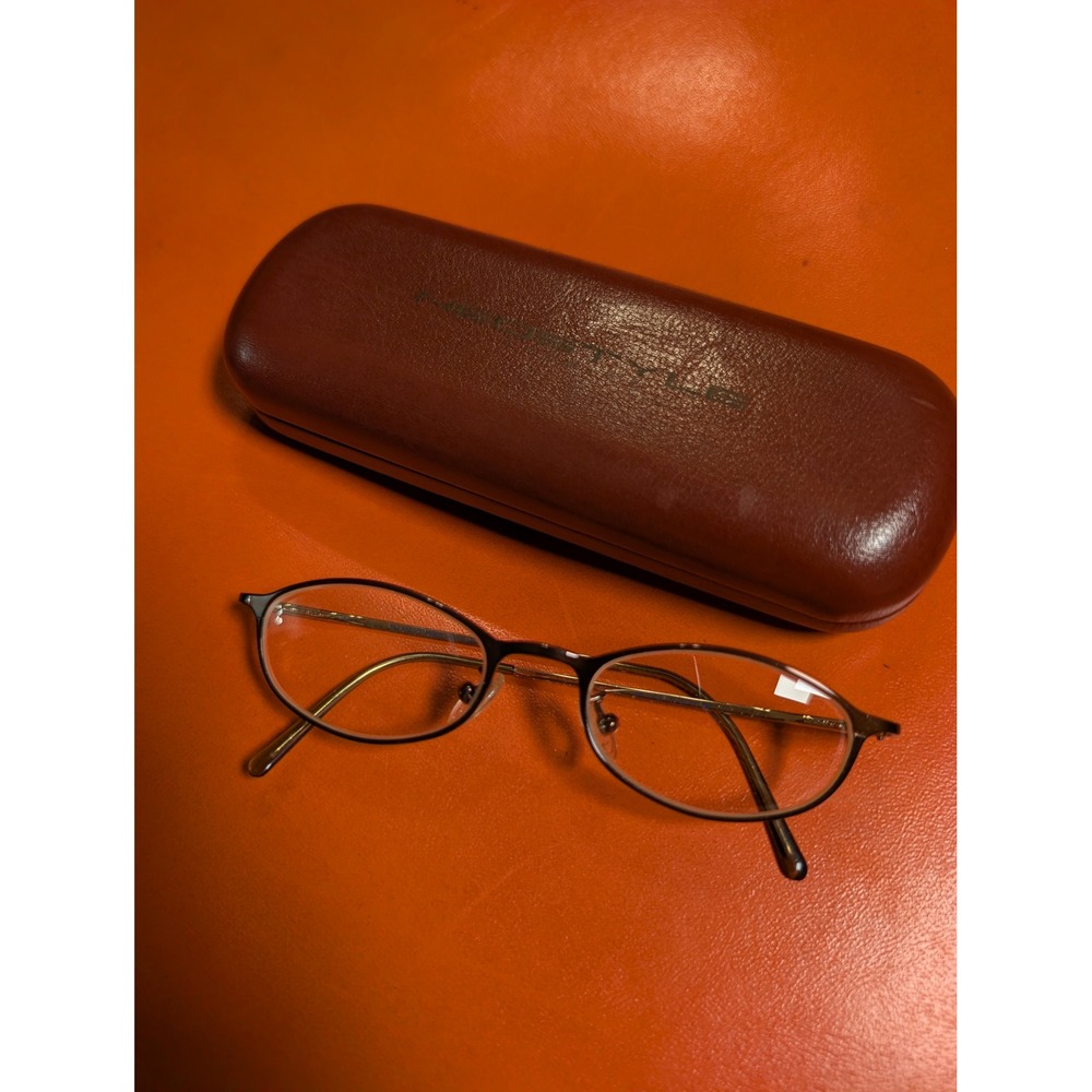 Neostyle Vintage Oval Eyeglasses Brown Gold Metal Frames with Original Case